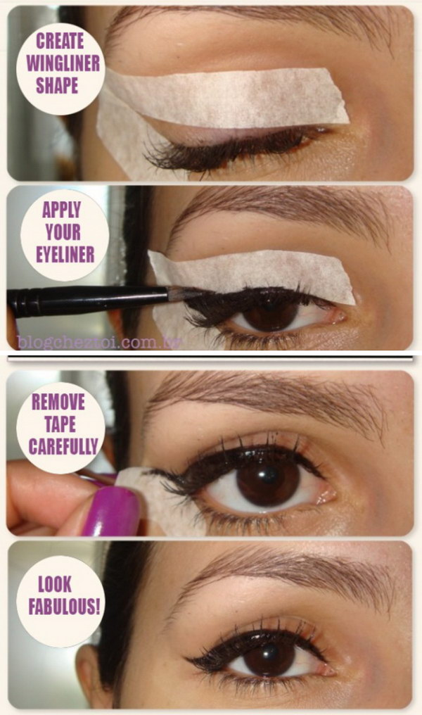 Create Winged Eyeliner with Tape. 