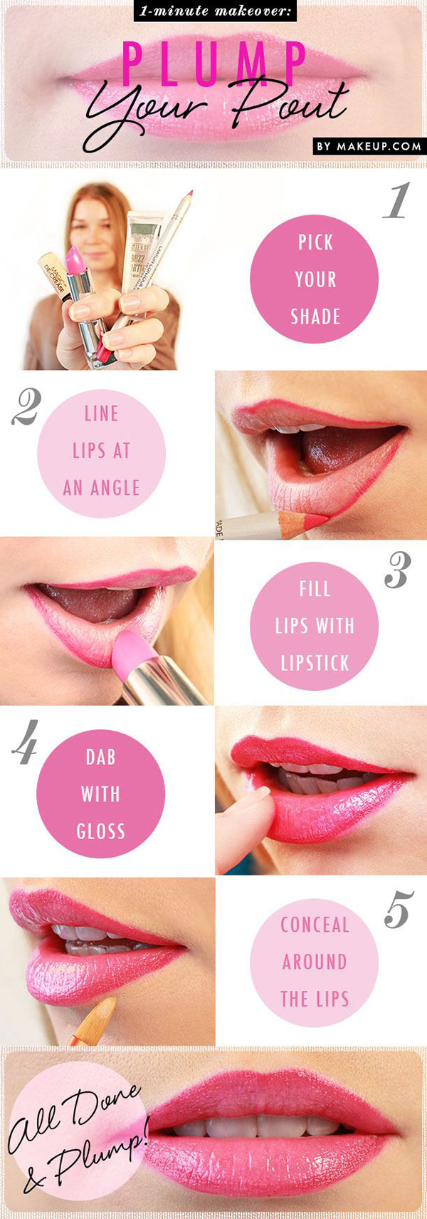 One Minute Makeover to Make Your Lips Look More Plump. 