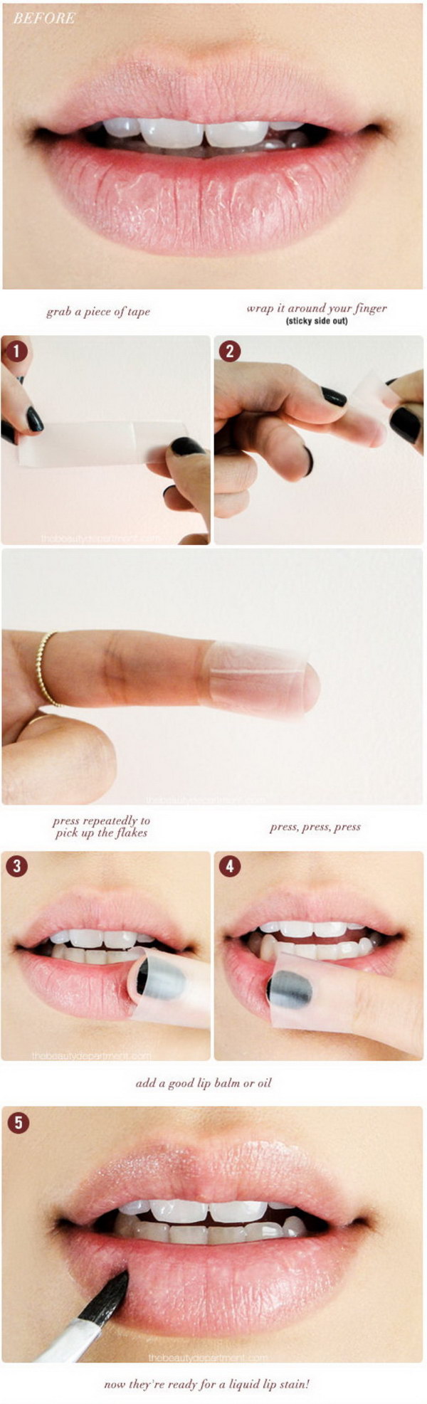 Chapped Lip Quick Fix with Tape. 