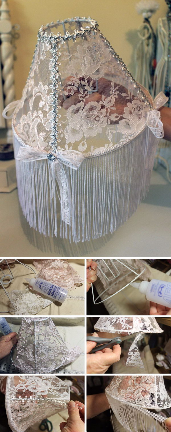 DIY Shabby Chic Lace Lampshade 