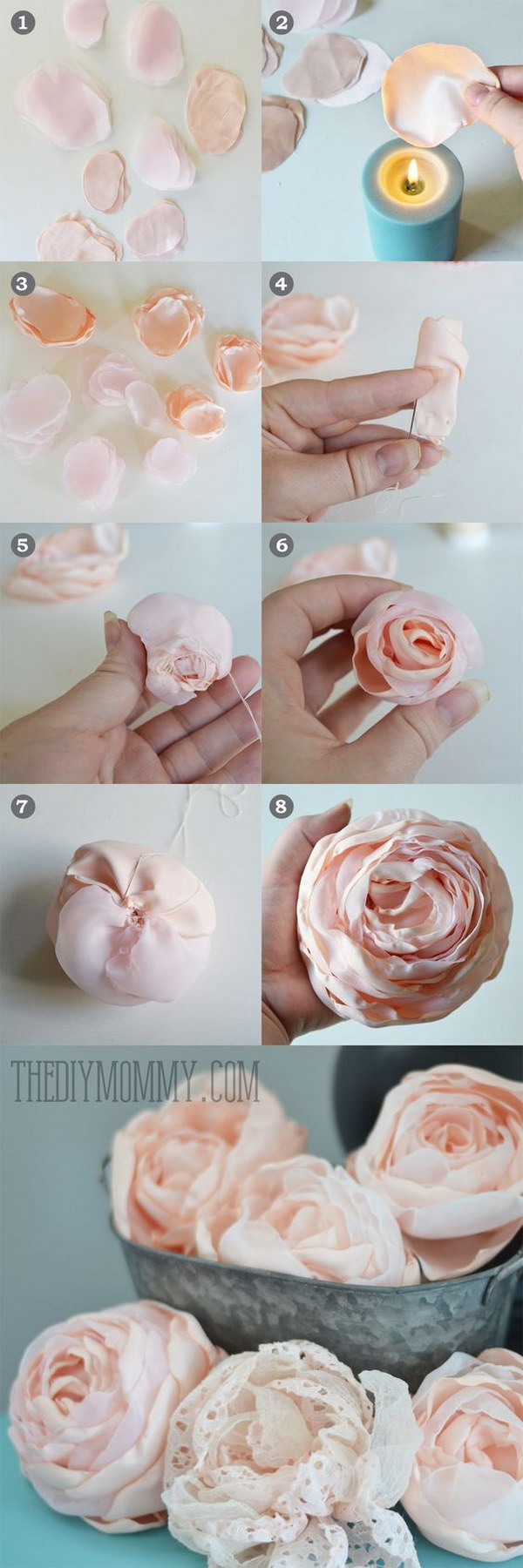 DIY Fabric Peonies or Cabbage Roses Tutorial 