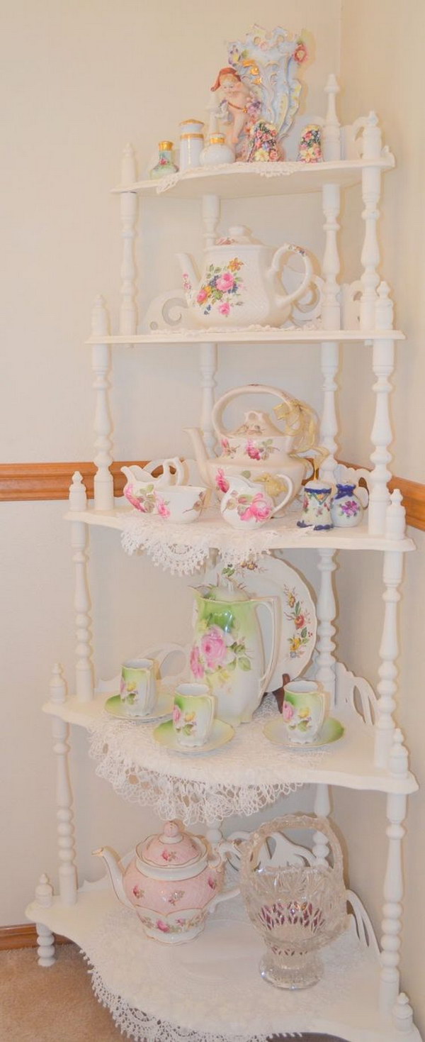 Shabby Chic Corner Shelf Decoration 