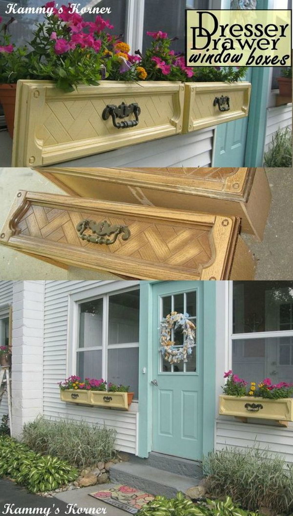 DIY Dresser Drawer Window Boxes. 