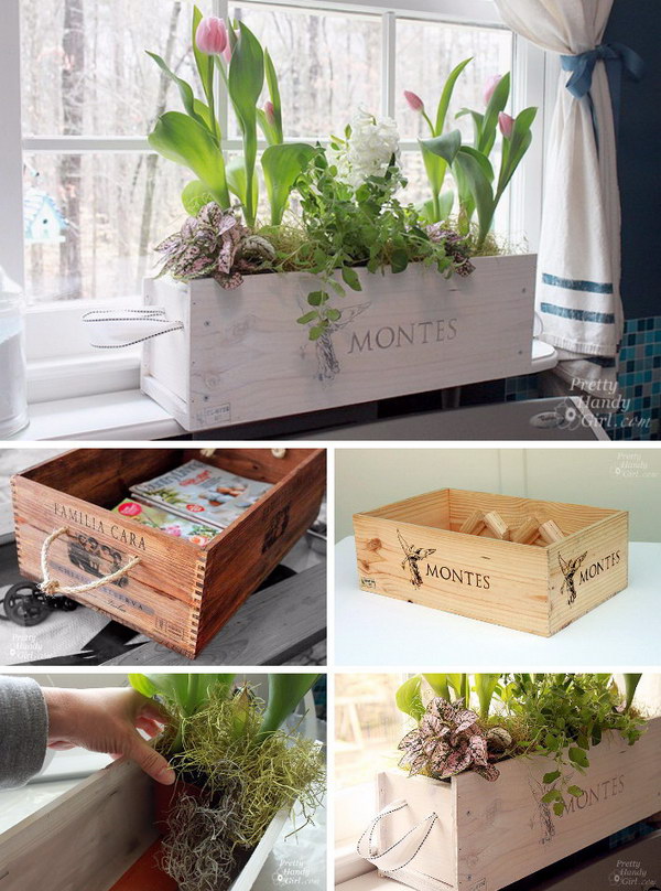 White-washed Window Box from a Wine Crate. 