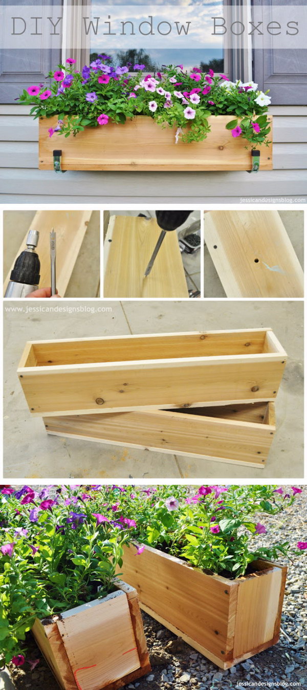 DIY Wooden Window Flower Boxes. 