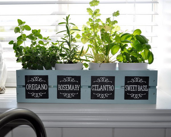 Window Box Planter with Chalkboard Labels. 