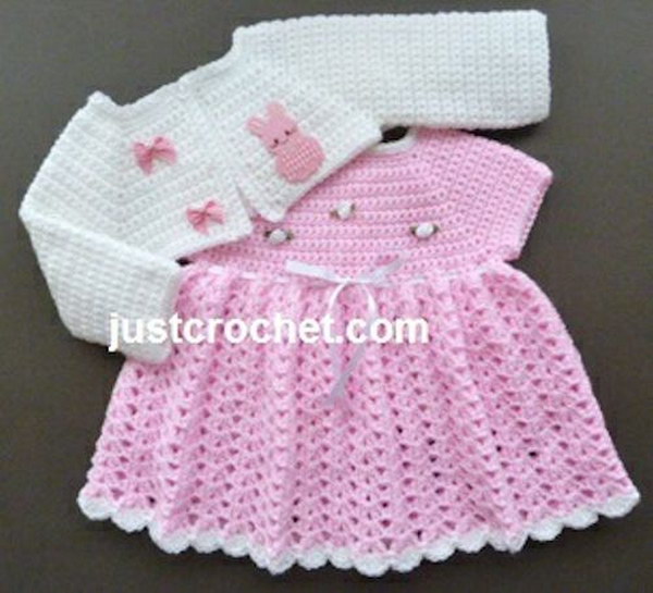 Free Crochet Pattern: Baby Dress and Bolero. 