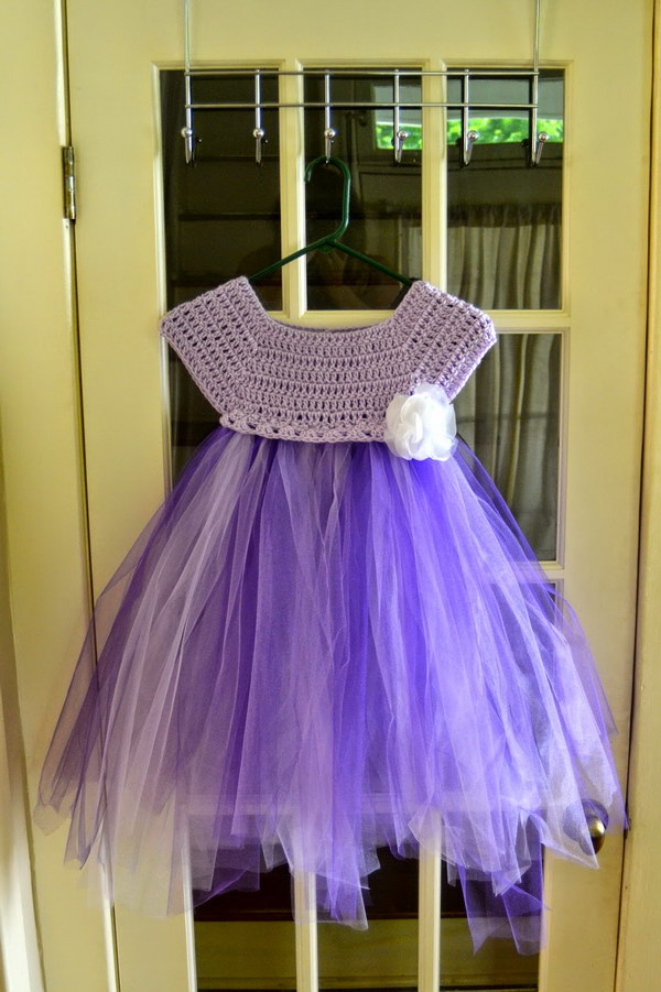 Crochet and Tulle Baby Dress. 