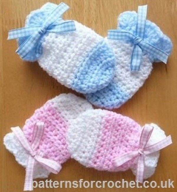 Crochet Baby Mittens Free Pattern. 