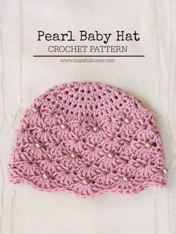  Vintage Style Pearl Baby Hat - Free Crochet Pattern. 