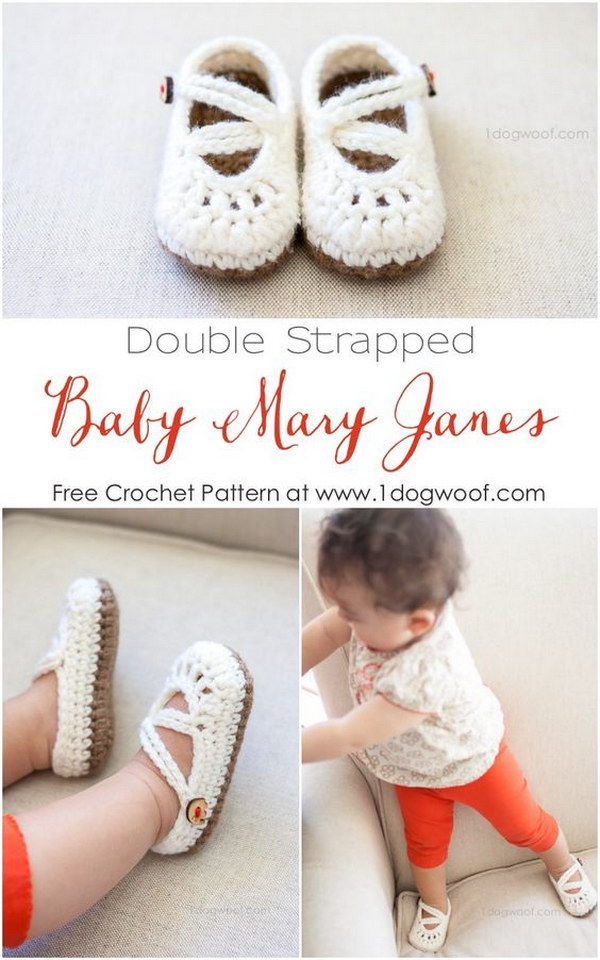 Double Strapped Baby Mary Janes Crochet Pattern. 