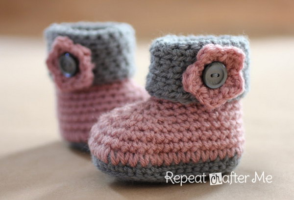 Crochet Cuffed Baby Booties Pattern. 