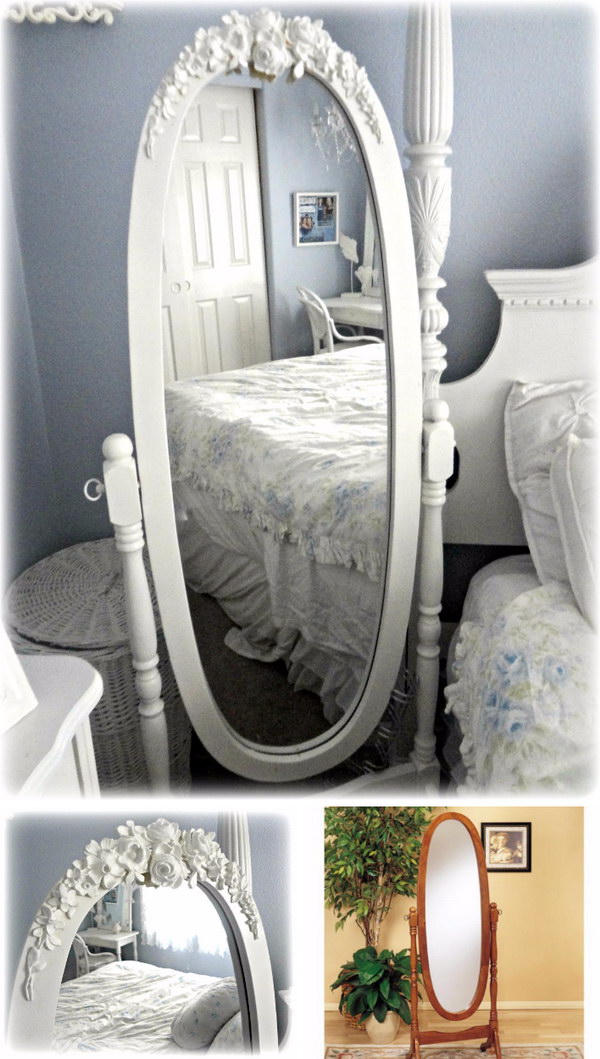 Easy Shabby Chic Mirror Makeover Using Appliques and Paint
