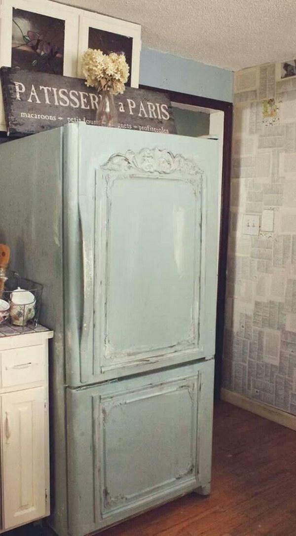 Shabby Chic Refrigerator Makeover 