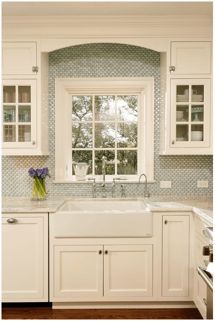 White Milk Glass Subway Tile Backsplash 