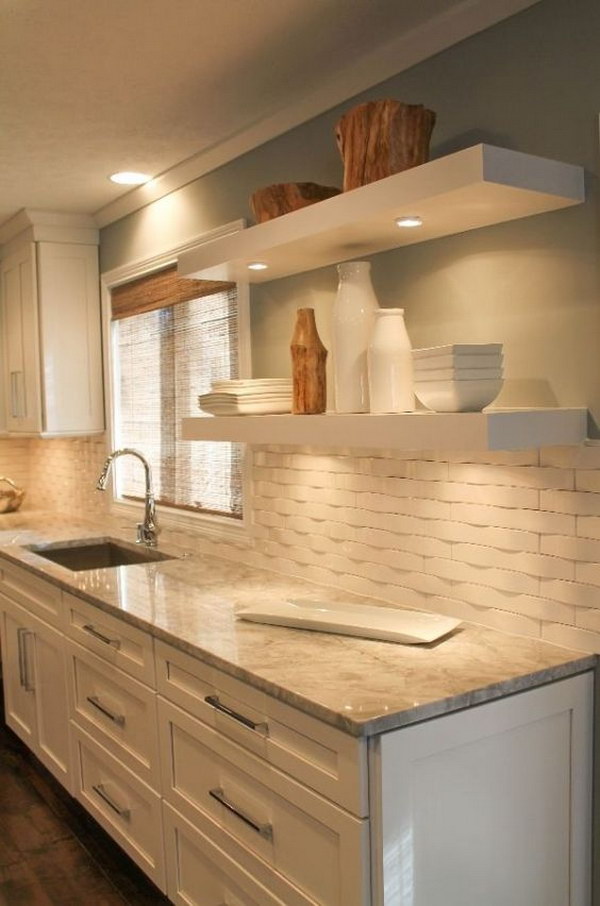 Granite Counters with White Subway Backsplash 