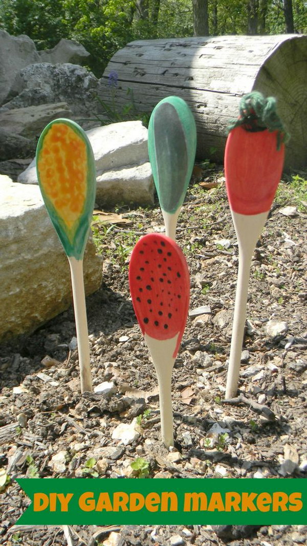 DIY Painted Wooden Spoon Garden Markers 