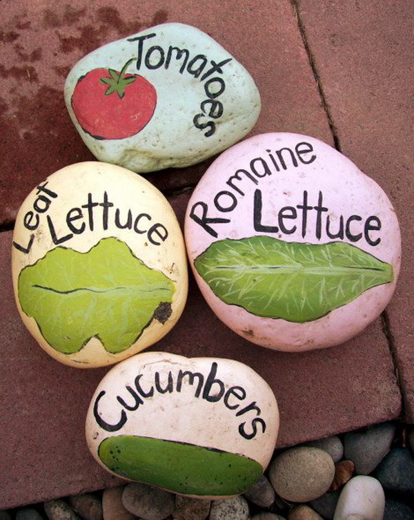 Painted River Rock Garden Markers 