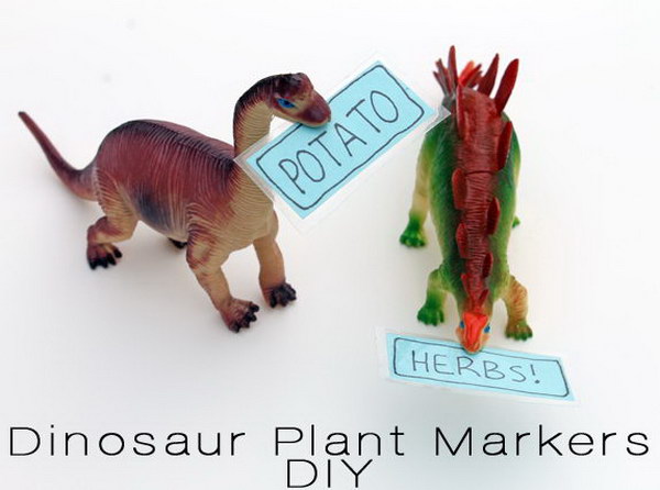 DIY Toy Dinosaur Plant Markers 