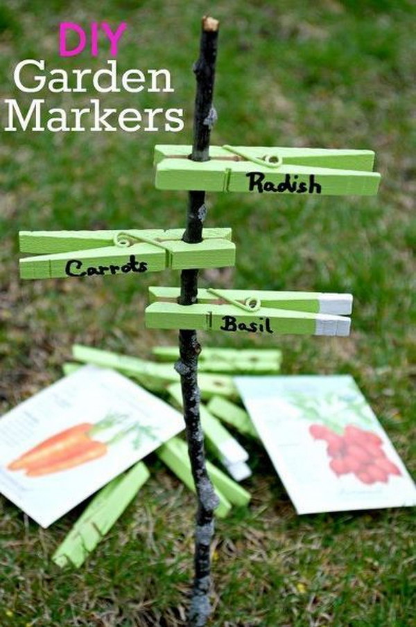 Easy DIY Clothespins Garden Markers 