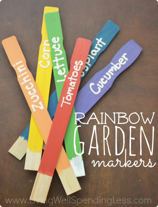 DIY Painted Stick Garden Markers 