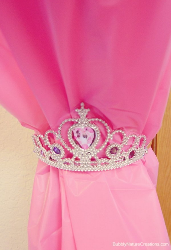 Tie Back Curtains Using Princess Tiaras 