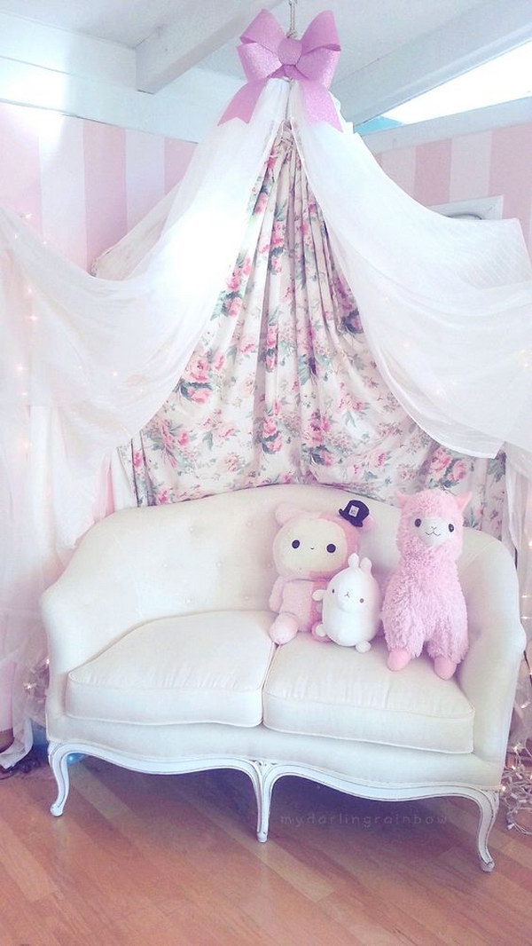 Princess Couch And Layering Curtains 