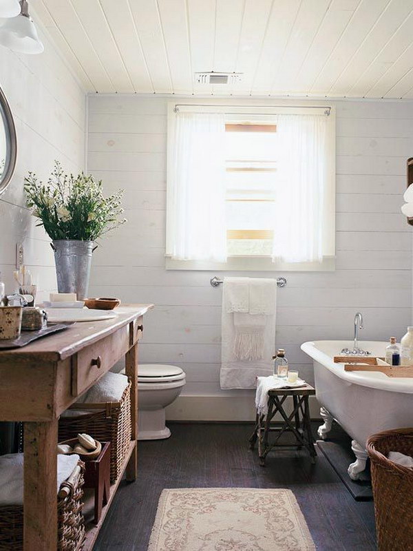 Repurposed Rustic Style Bathroom Vanity. 