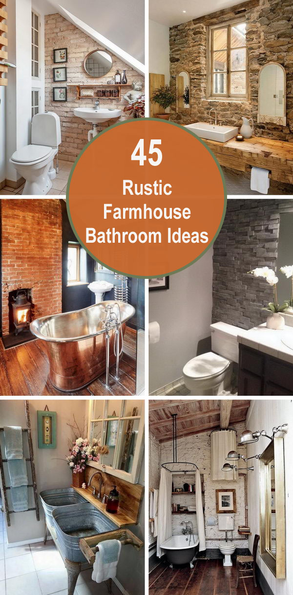 45 Rustic Farmhouse Bathroom Ideas. 
