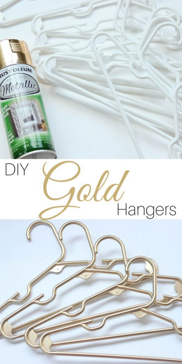 DIY Gold Plastic Hangers. 