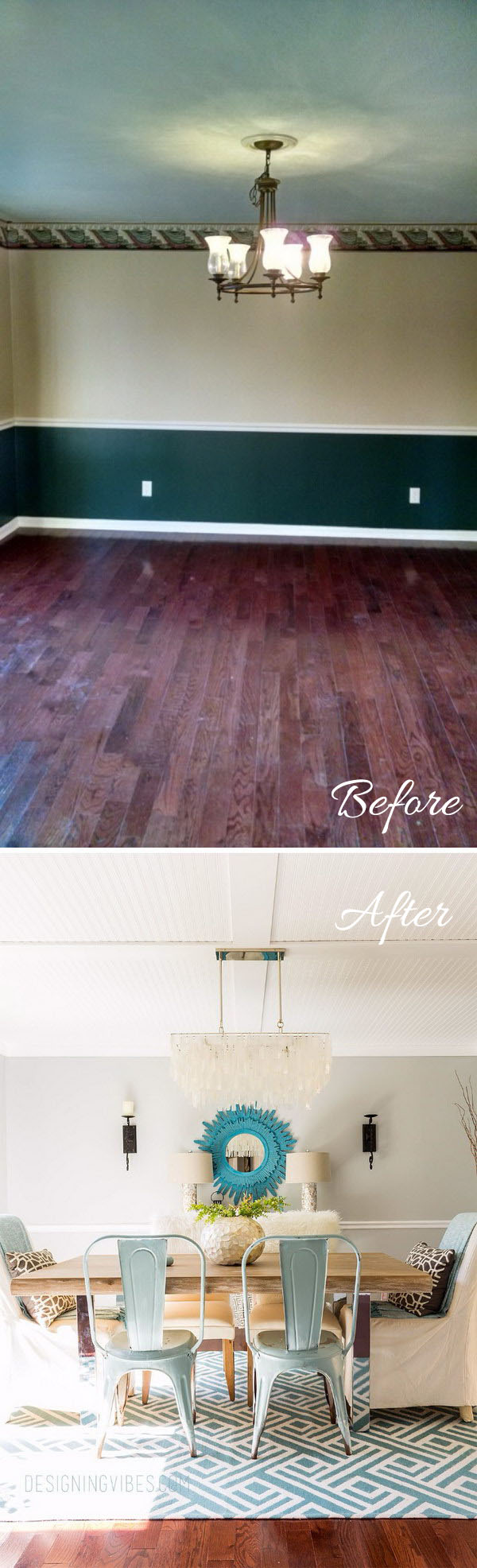 Rustic Coastal Dining Room Before and After. 