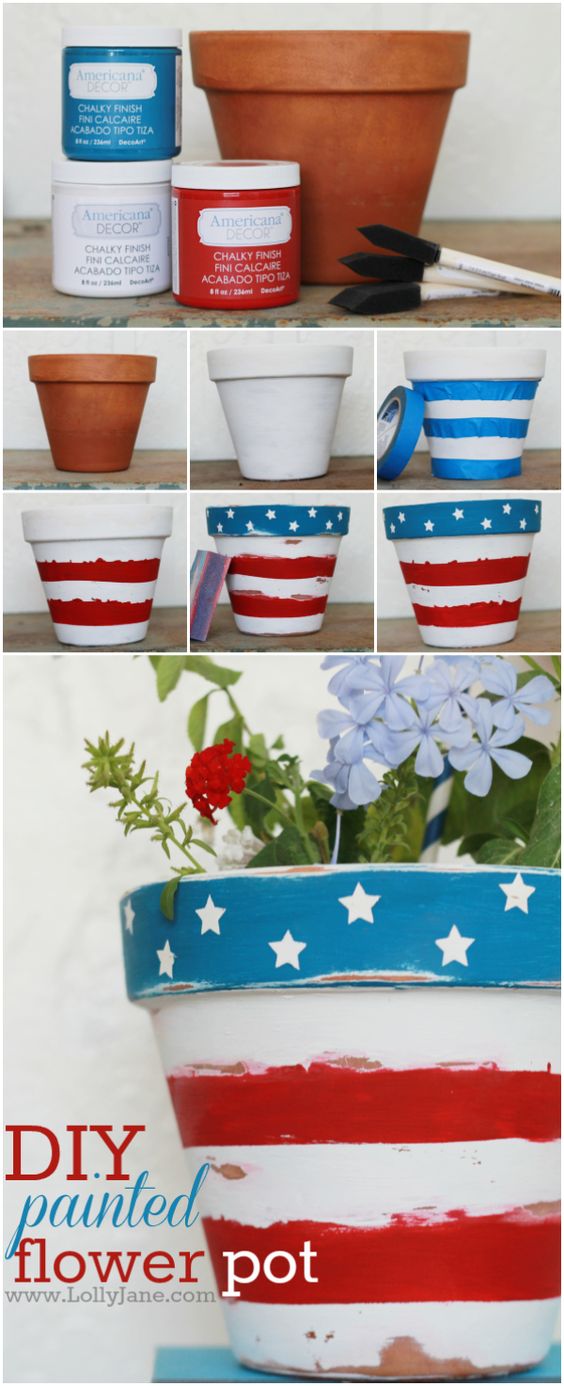 DIY Stars & Stripes Flower Pot 
