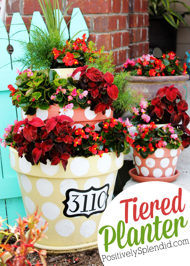 DIY Polka-Dotted Tiered Planters 