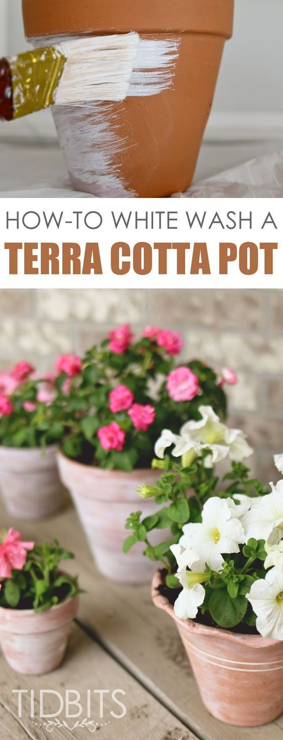 Rustic White Washed Terra Cotta Pots 