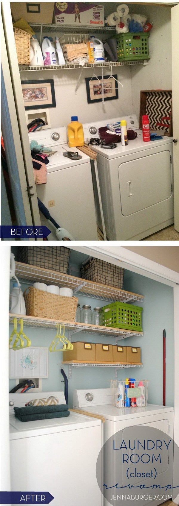 DIY Laundry Revamp with More Open Sheving Storage. 