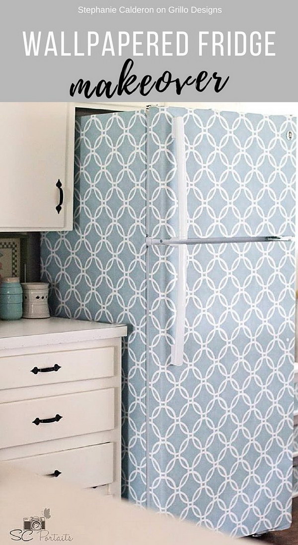 If Your Fridge Doesn't Match Your Decor- Wallpaper It. 