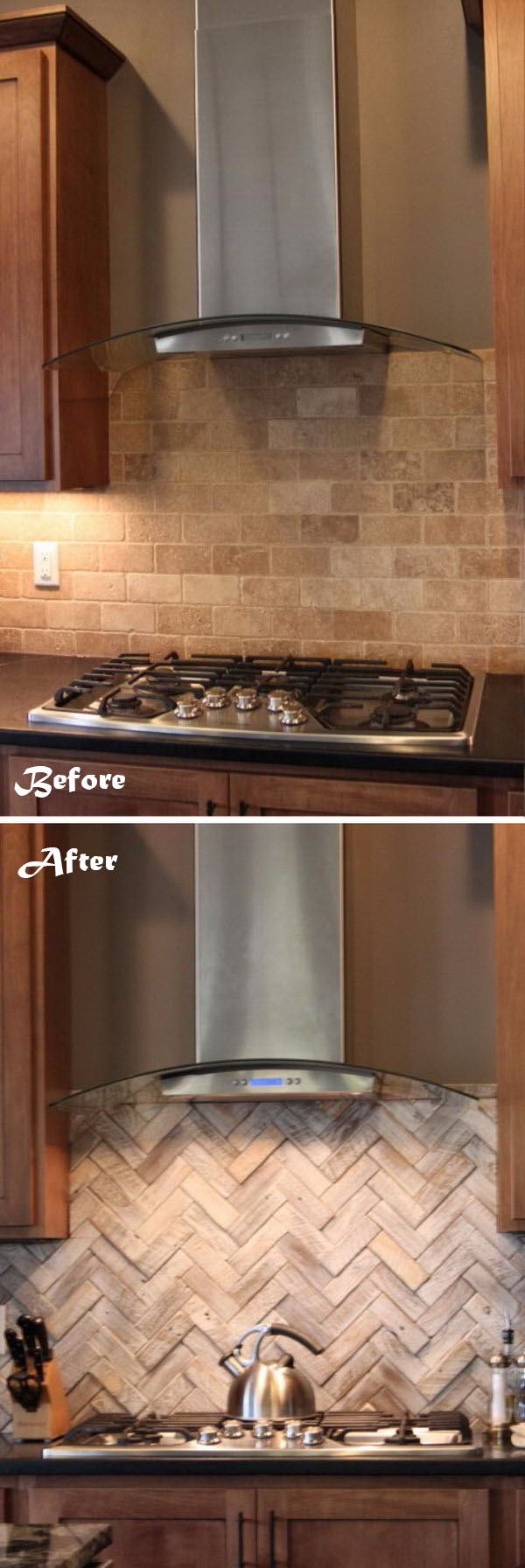 Change the Look and Feel of Your Kitchen by Changing the Backsplash. 