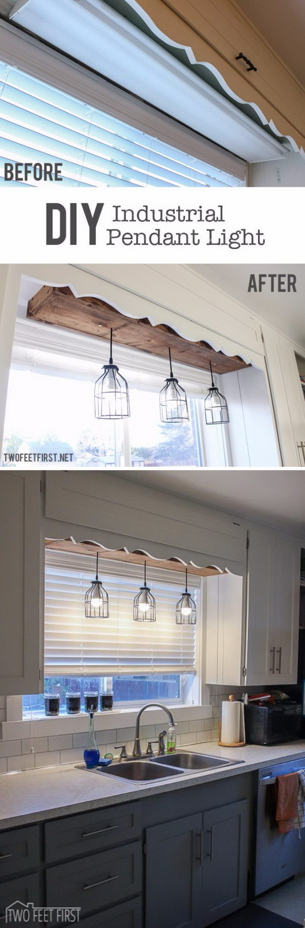 Make the Plain Space Fun Using a DIY Pendant Cage Light with a Wooden Box. 