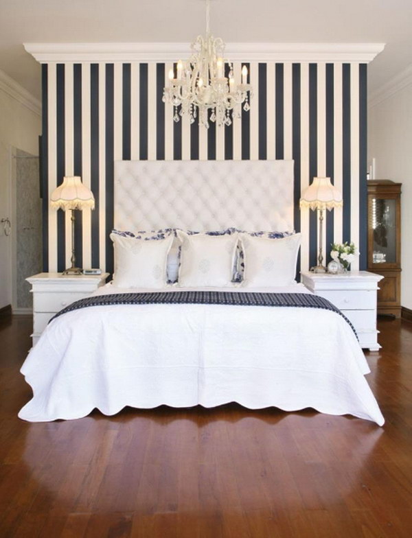 Black and White Vertical Stripes Make a Low Ceiling Seem Much Higher. 