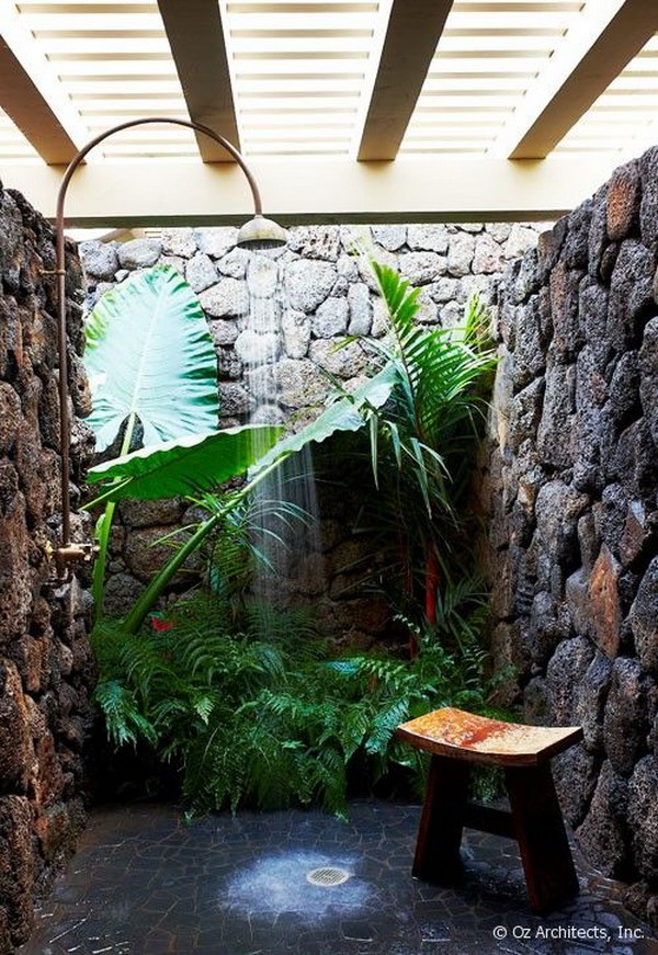 Tropical Outdoor Garden Shower. 