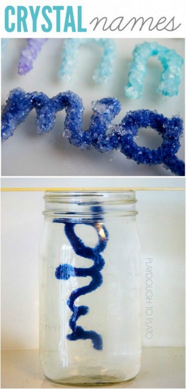 Make Crystal Names in Jar with Borax and Pipe Cleaners. 