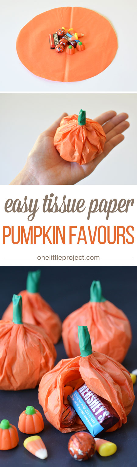 Easy Tissue Paper Pumpkin Favours. 