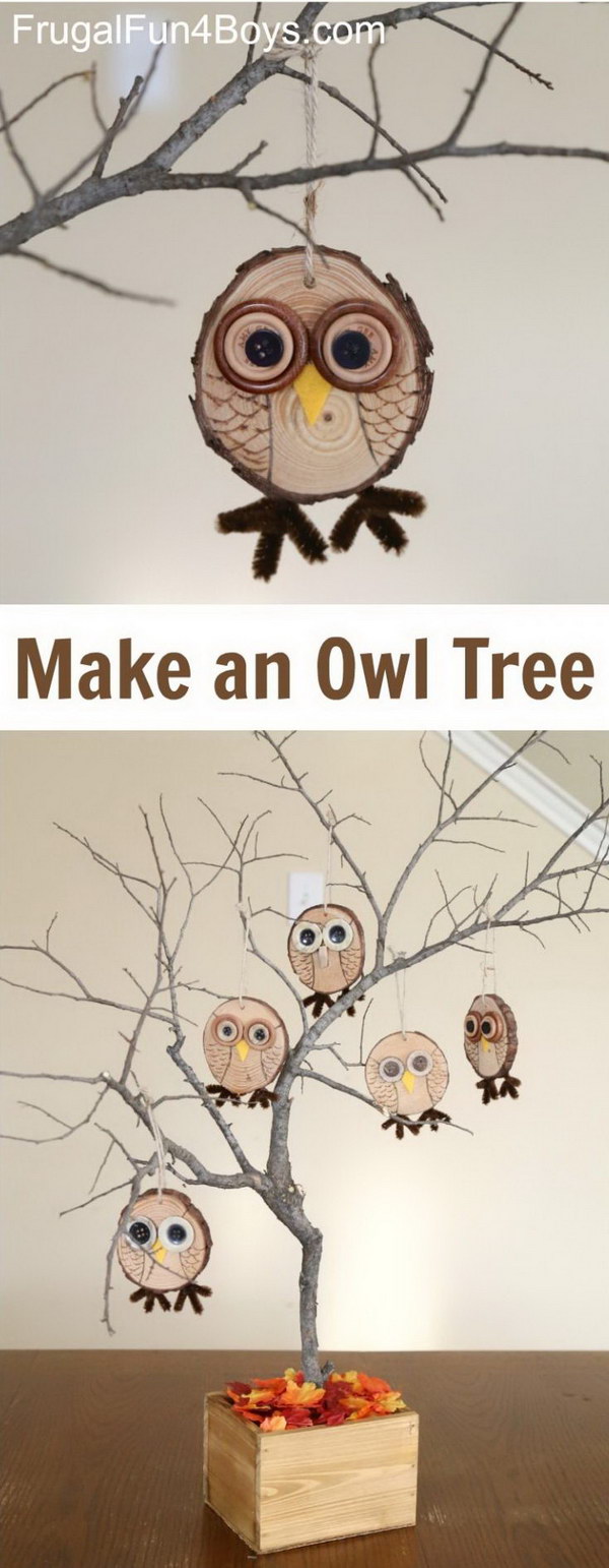 Adorable Wood Slice Owl Ornaments. 