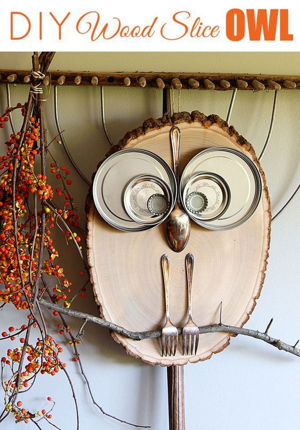 DIY Wood Slice Owl. 