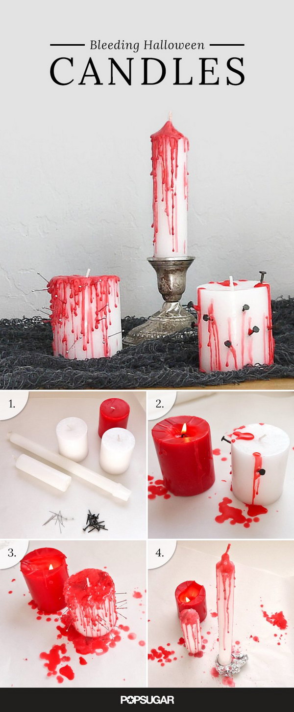 DIY Bleeding Halloween Candles. 