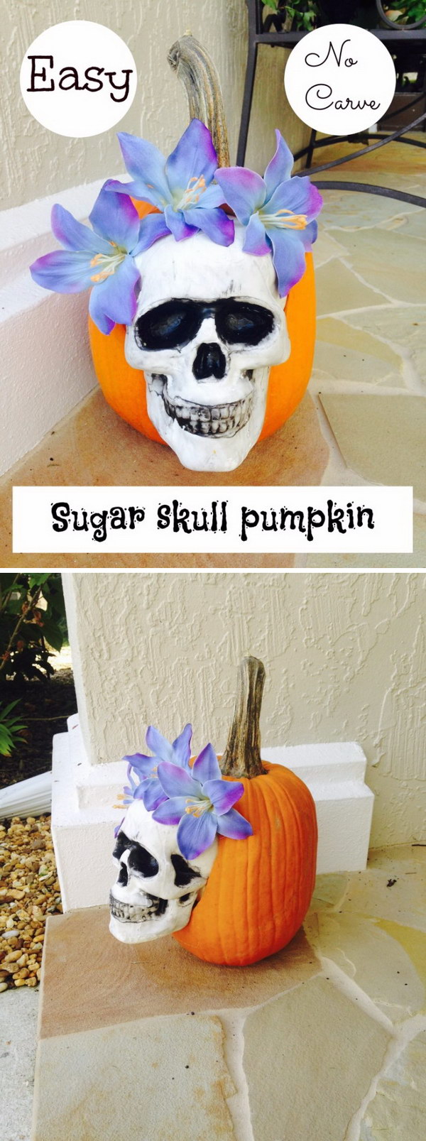 Easy No Carve Sugar Skull  Pumpkin Decorating. 