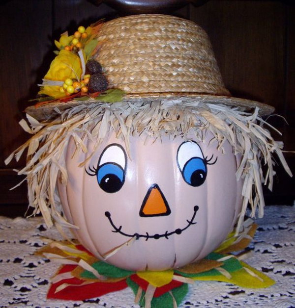 Pumpkin Painted Scarecrow. 