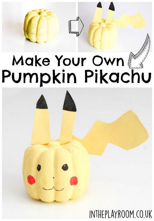 Easy No Carve Pumpkin Pikachu. 
