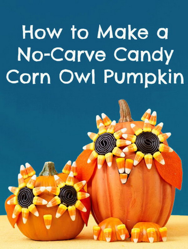 Candy Corn Owl Pumpkin. 