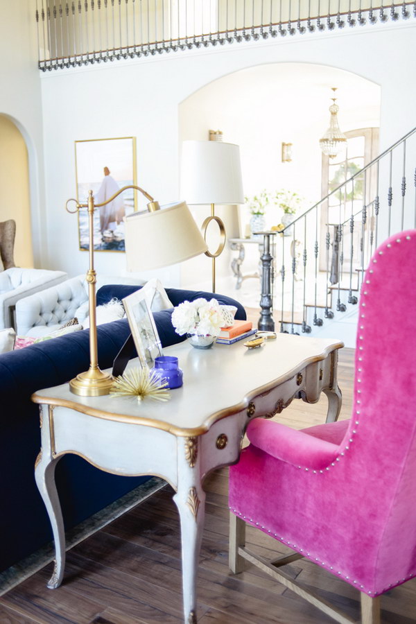 table and chairs behind couch